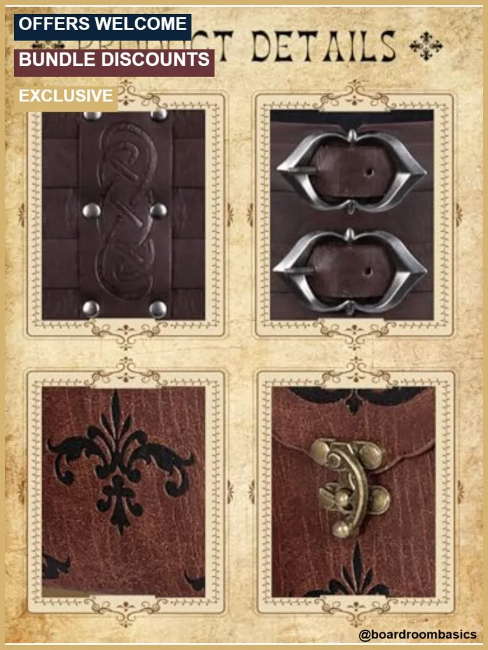 Medieval Renaissance Wide Belt Set with Detachable Potion Bottle